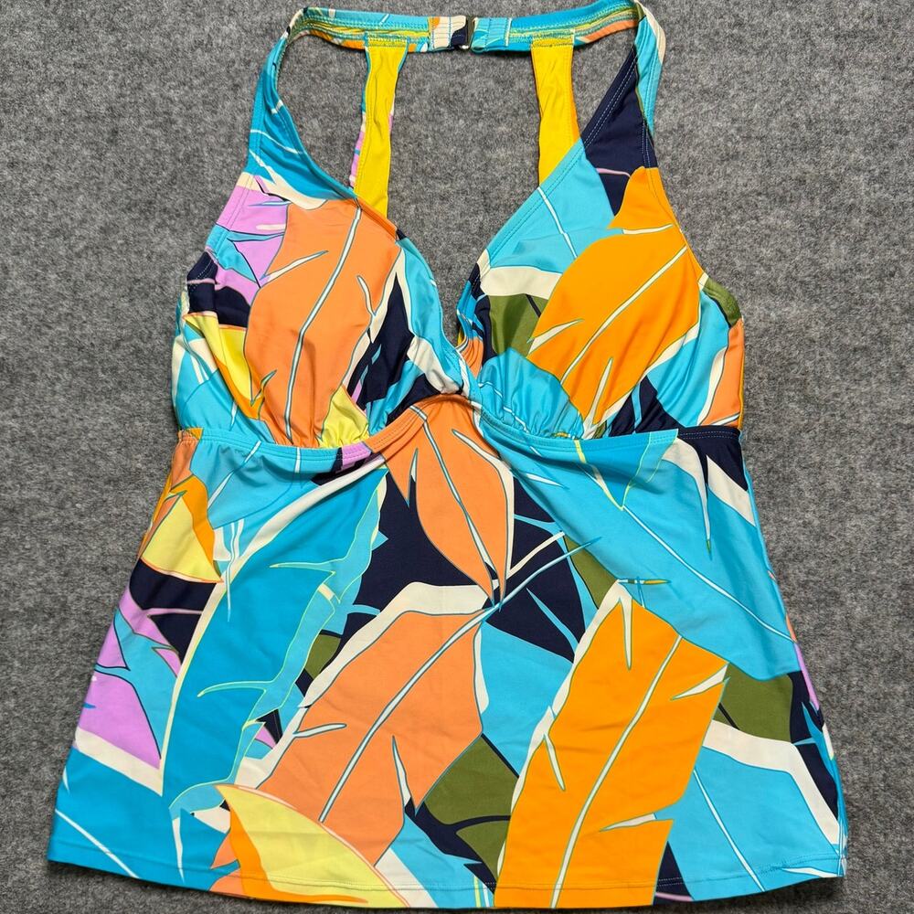 Jantzen 36D/DD Tropical Leaf Tankini Swim Top Multicolor